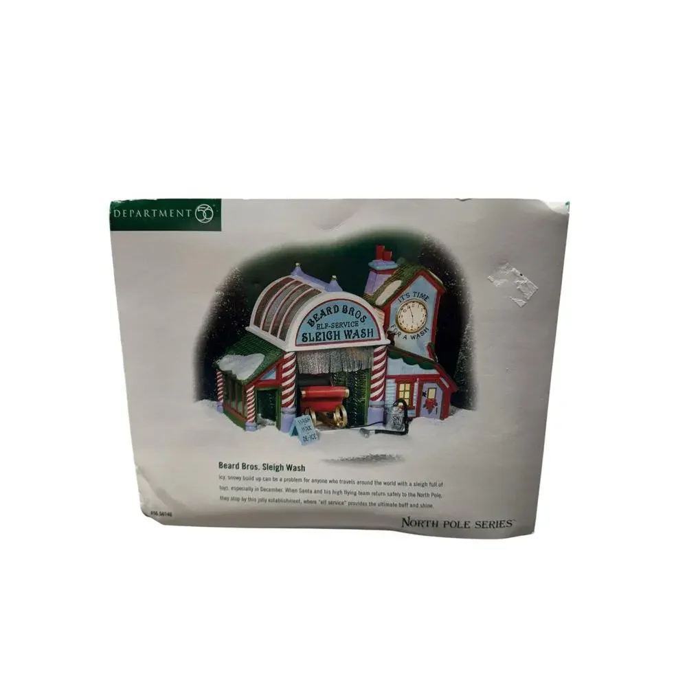 Dept 56 North Pole Series”Beard Bros Sleigh Wash” 56740 Retired 2001 Excellent